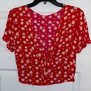 Red daisy blouse